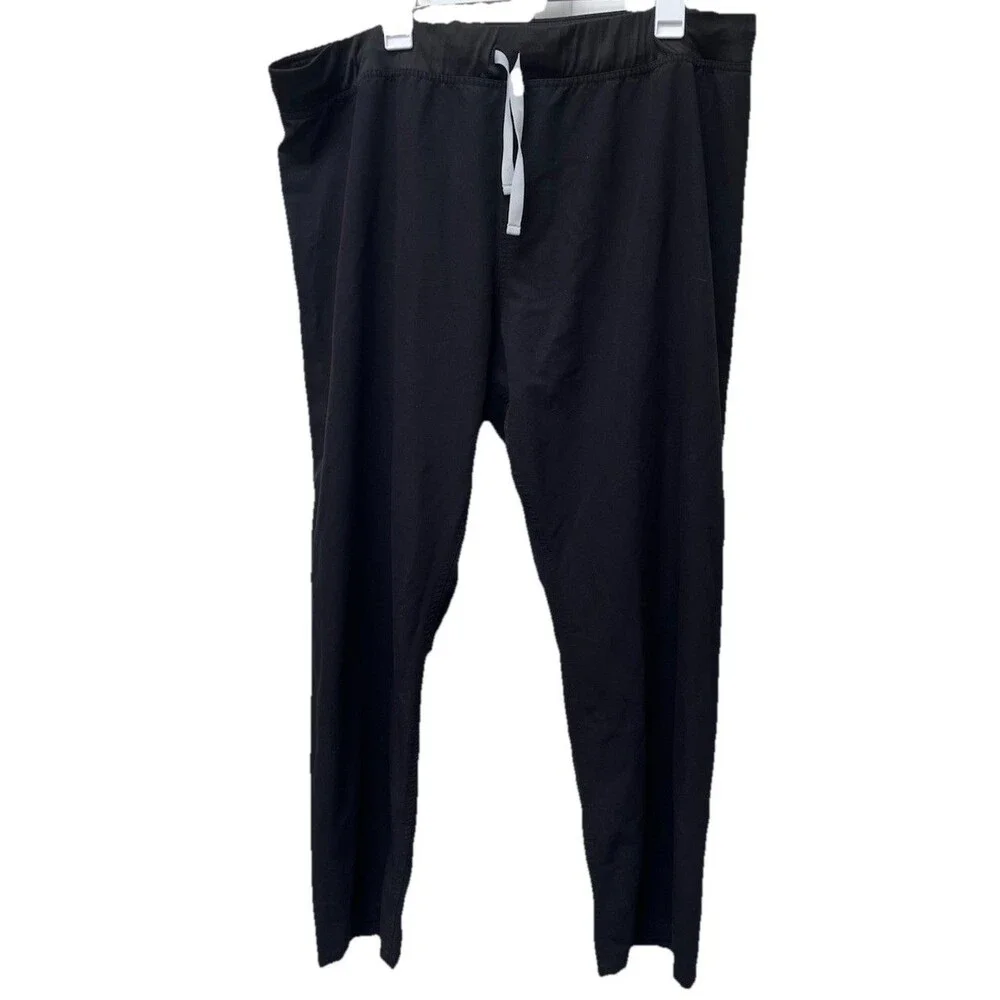 Men's FIGS Technical Collection Black Scrub Pants  Size XXL Drawstring Waist